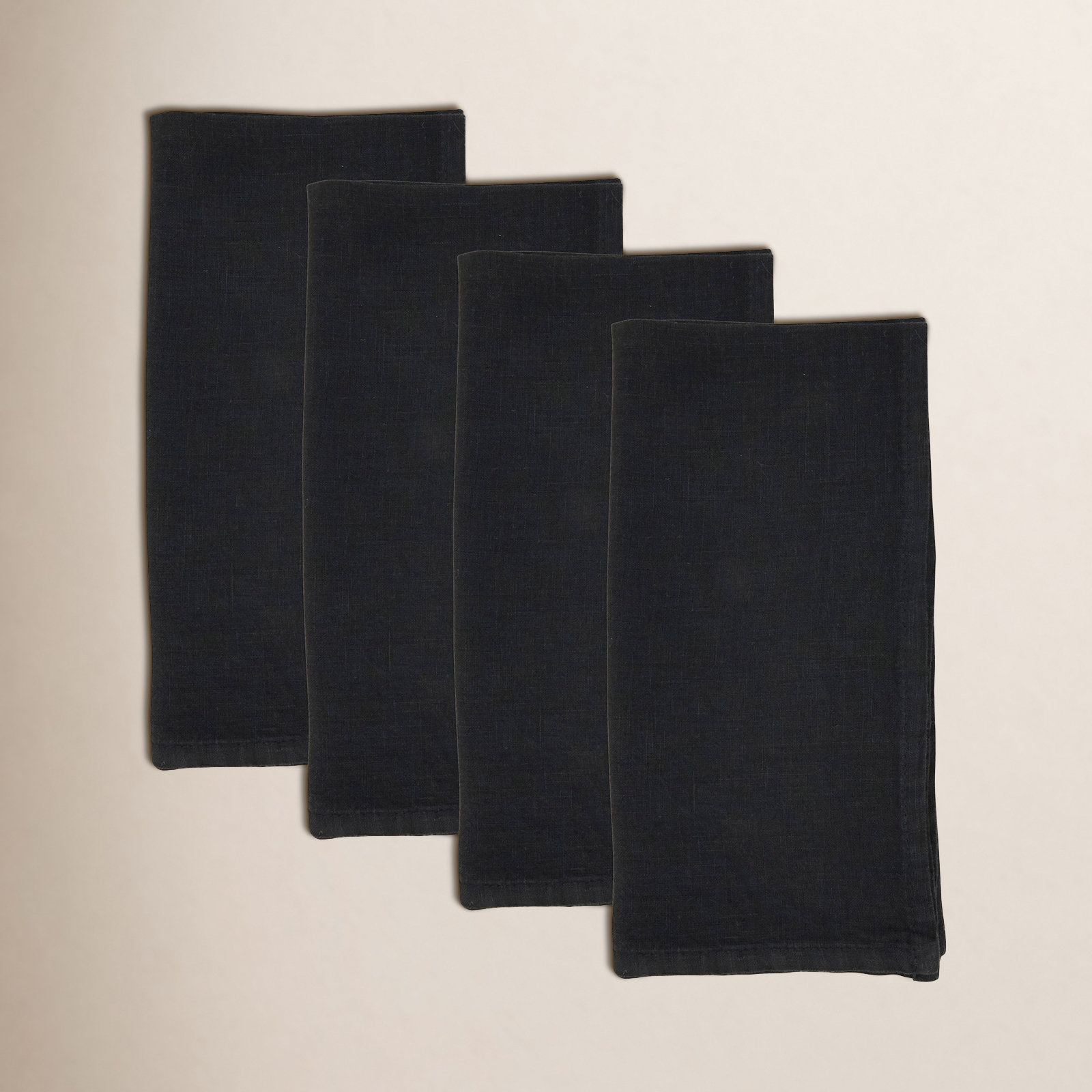 Caliban Reversible Linen Napkin, Black