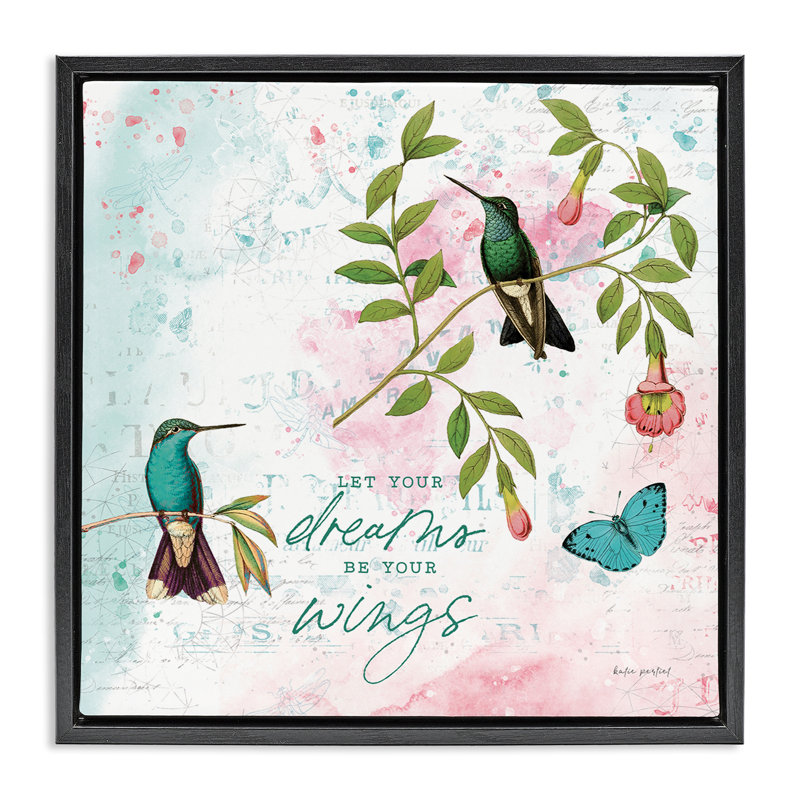  «Let Your Dreams Be Wings Floater», art mural sur toile par Katie pertiet, H 25 po x l 25 po, Cadre flottant noir de jais