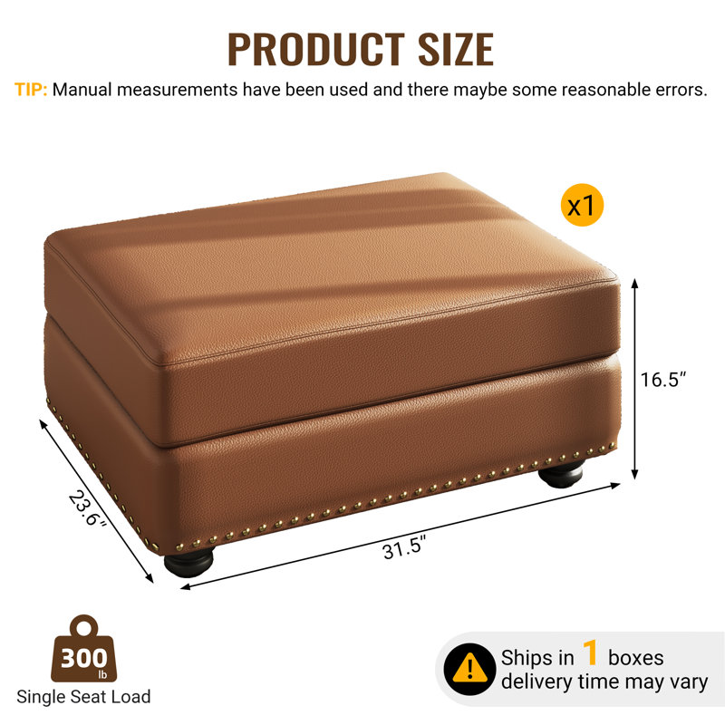 PU Leather Ottoman, Brown