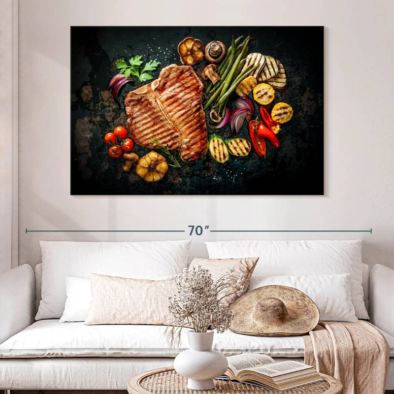 Steak With Vegetables, 8" H x 12" W
