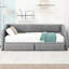 Lit de jour gris très grand simple rembourré avec tiroirs - Lit polyvalent confortable pour les espaces de vie de 2 chambres pratiques et élégantes