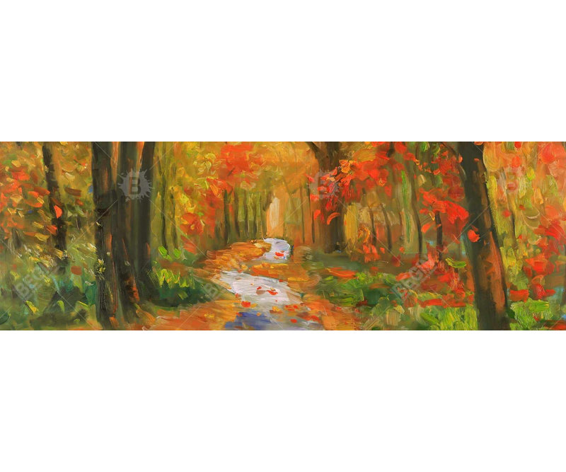 Reproduction d'automne sur toile, H 16 po x l 48 po
