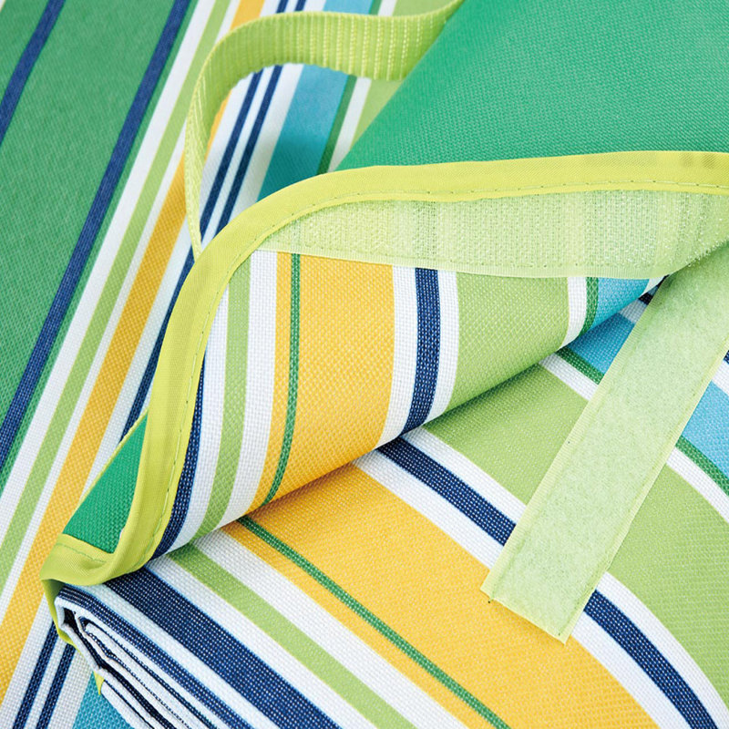 Couverture de pique-nique d’extérieur à rayures pliantes de voyage fourre-tout, Vert