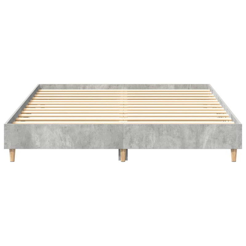 Bed Frame No Mattress Engineered Wood, 143 x 203cm, Concrete Grey