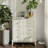 Bungalow Rose Farmhouse Fully-Assembled Nightstand With 3-Drawer, Flower Motif End Table For Small Spaces, French Country, Modern, Distressed Finish, White-Washed