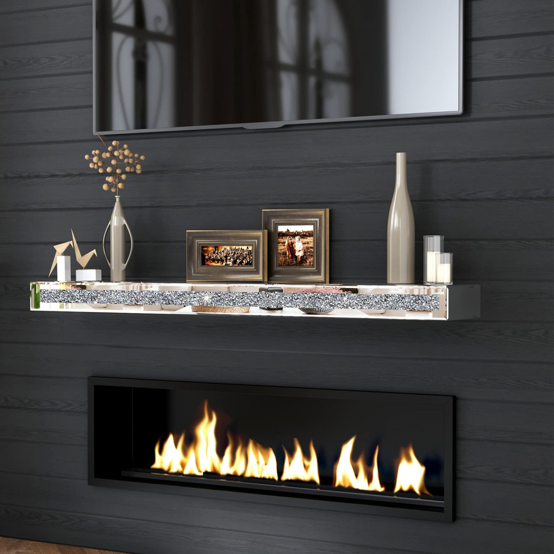 Aldobrando Handmade Fireplace Mantel Shelf Mirrored Glass Wall Floating Shelves Everly Quinn Size (Depth x Front x 