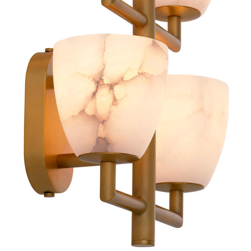 Wall Lamp Valerius Alabaster Antique Brass Finish