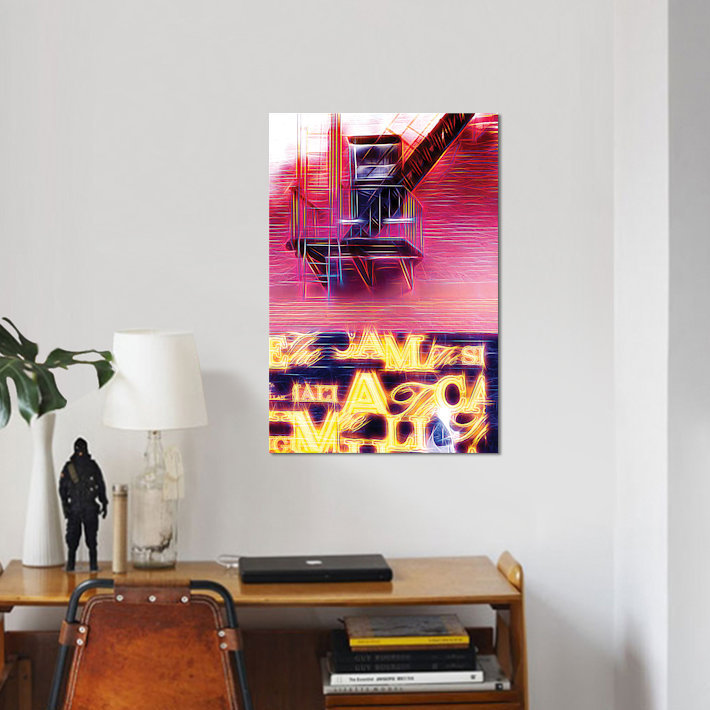 « emergency escaliers », impression sur toile, Papier d'art encadré noir, Blanc, H 24 po x l 16 po x P 1 po
