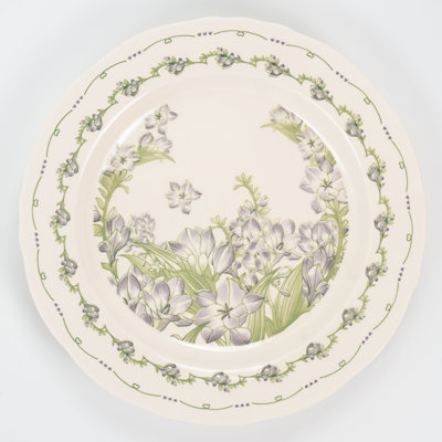 Assiettes plates en céramique à motif festonné 10,4 po Aaleen, ensemble de 4, allant au lave-vaisselle