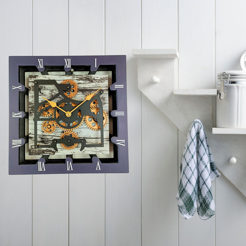 Solid Wood Wall Clock, Grey/White
