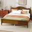 Lit plateforme en bois avec tête de lit rembourrée, lit plateforme moderne avec tête de lit-2061639995