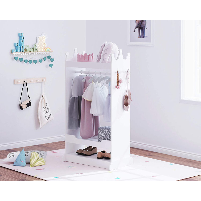 Geovany 14.96'' Wide Kids Armoire with Mirror, White