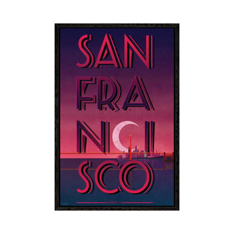 San Francisco - Print on Canvas, 66.04 cm H x 45.72 cm W, Black Framed