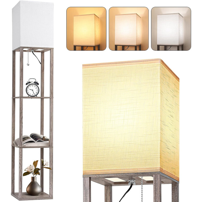 Fredy 64'' Gray Column Floor Lamp, Gray