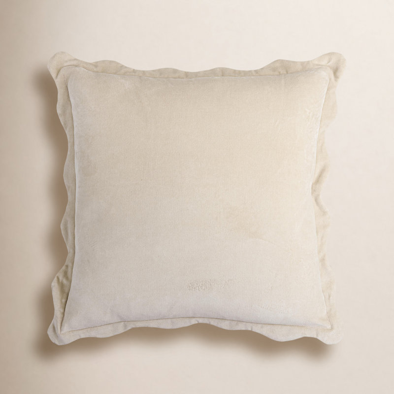 Coussin décoratif à bords festonnés Collier, H 20 po x l 20 po, polyester, Crème