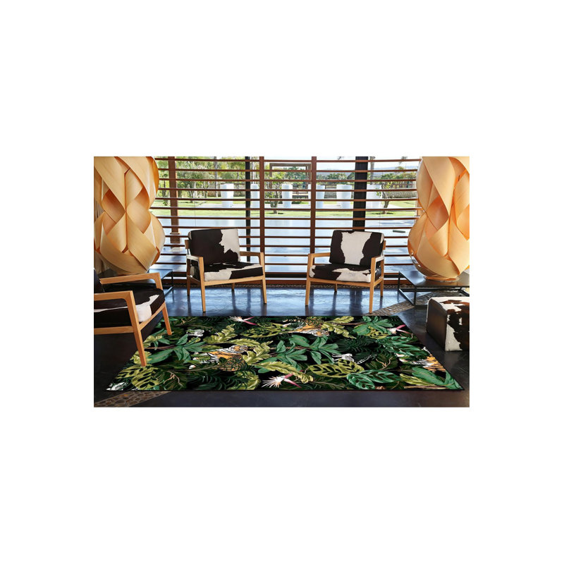 Tapis décoratif moderne à motif floral noir, Tapis de couloir 3 pi 3 po x 9 pi 10 po