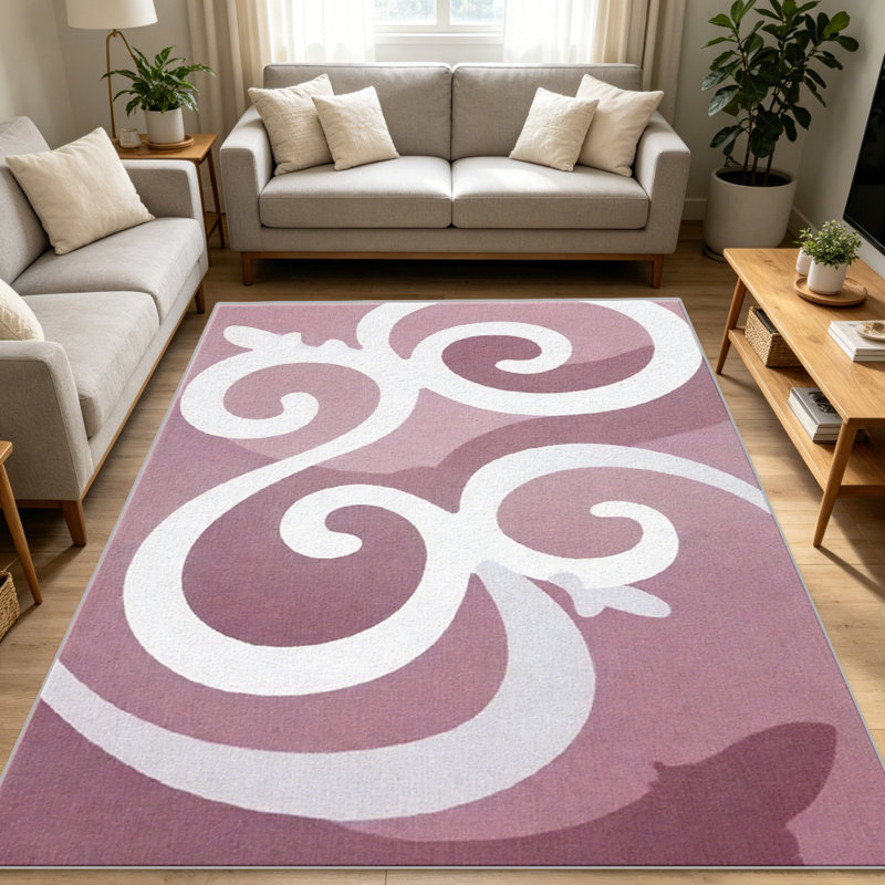 Pink Swirl carpet-easy to clean, machine-washable, soft and comfortable; suitable for door mats, kitchens, living rooms, bedrooms, corridors, and laundry areas. Easy to clean, durable carpet for home decoration.