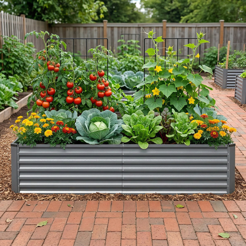 Galvanized Raised Garden Bed, 8X4x2 FT Metal Planter Box With Reinforced Support Bars, For Growing Vegetables, Flowers, Herbs For Backyard, Patio, And Farming