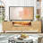 Heyer Large Wood Rattan TV Stand for TVs up to 75" with LED Light and Charging Station, Coastal Media Console Table, Multimedia Storage Furniture with 2 Drawers, Lighting TV Cabinet-87490487