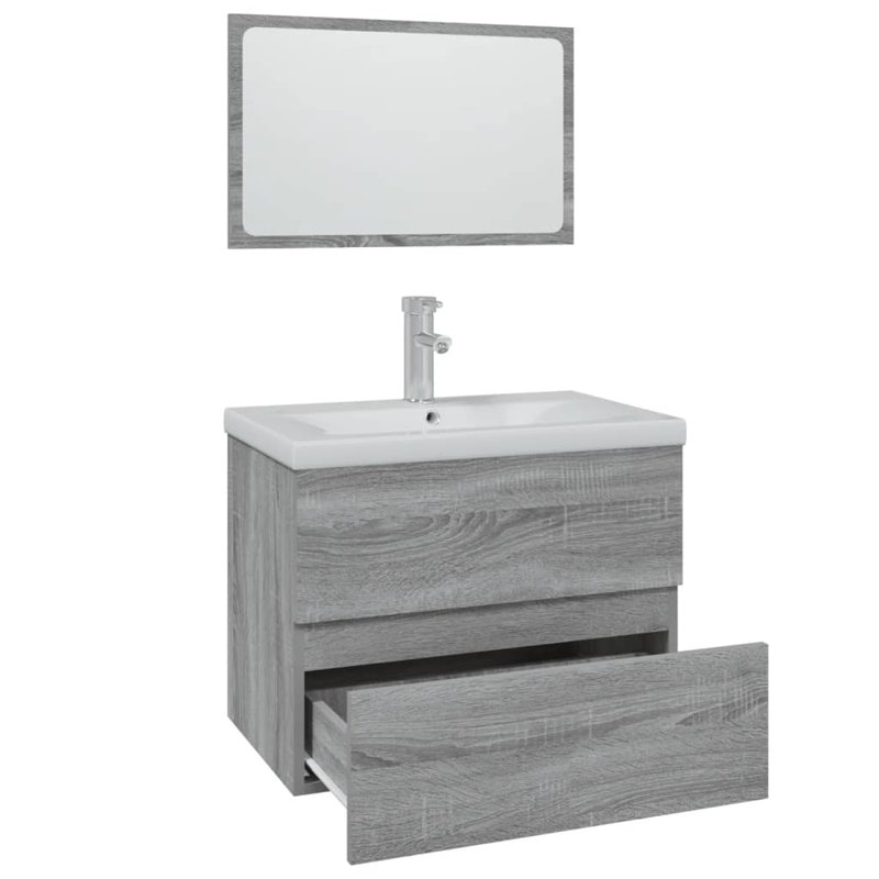 Audreana 600mm Single Bathroom Vanity with Integrated Ceramic Basin, Grey Sonoma
