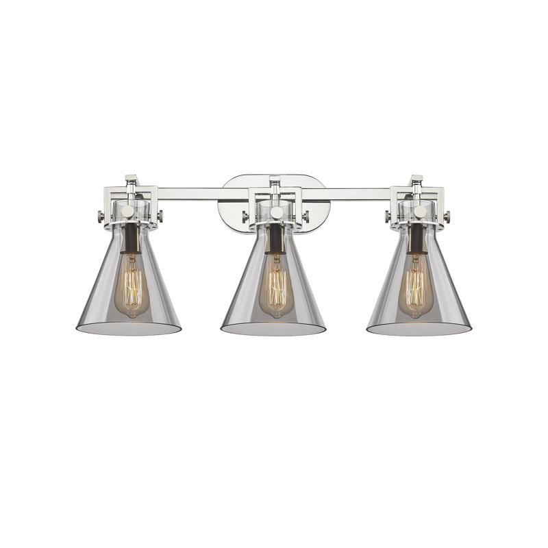 Éclairage pour meuble-lavabo mural 3 lumières Silerton, Fumée, Nickel poli