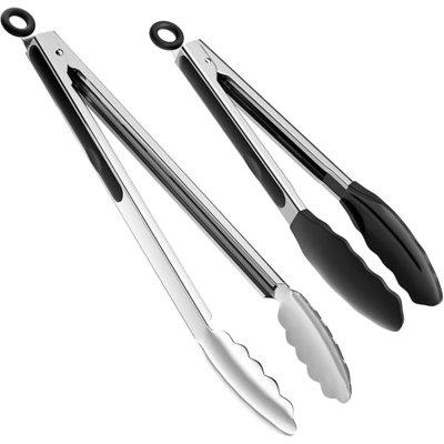 Set Of 2 Cooking Tongs,600ºF High Heat-Resistant,Kitchen Utensils,Cooking Utensils For Grill,Salad,BBQ,Frying,Baking,Serving 9/12 Inches