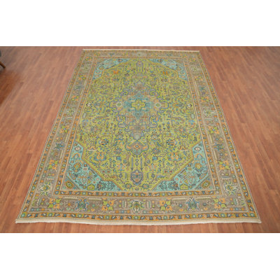 Handmade Wool Green Traditional Area Rug 8x11