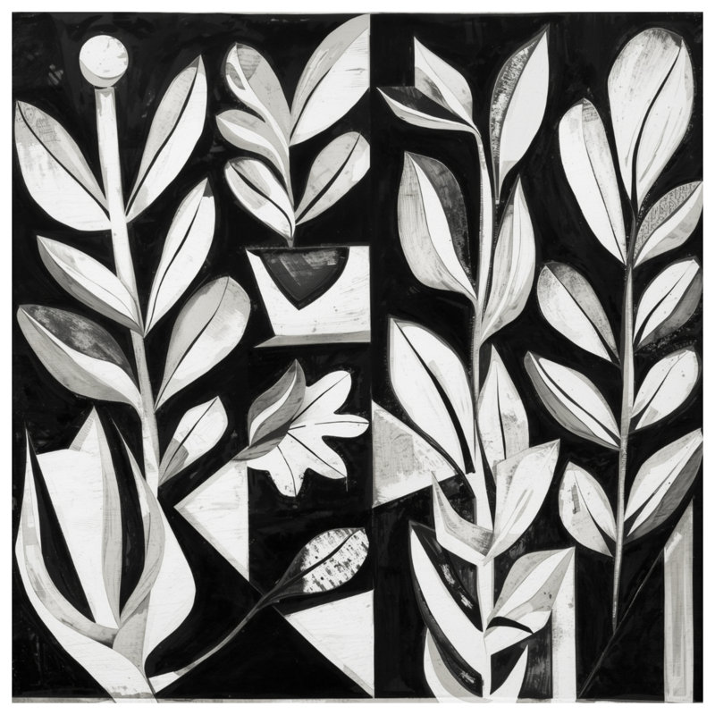 Rideaux de fenêtre noir et blanc, feuillage et rideaux occultant, 50 po x 92 po - 1 panneau, Blocage