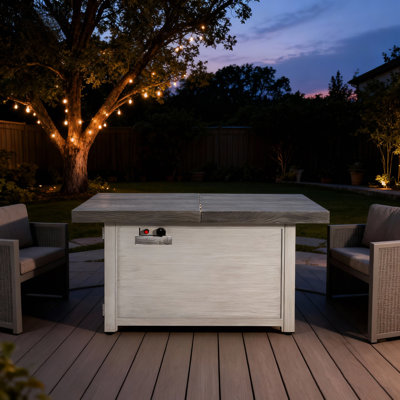 Rectangle Aluminum Alloy Fire Pit Table with Extendable Design, 50,000 BTU