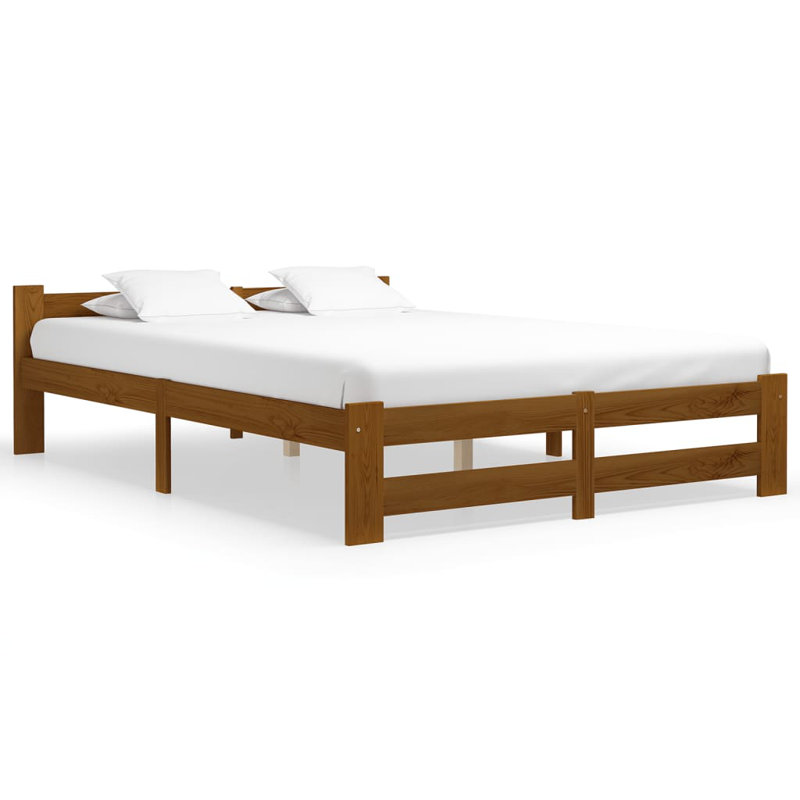 Berna Solid Wood Bed, Honey Brown, European Kingsize (160 x 200cm)