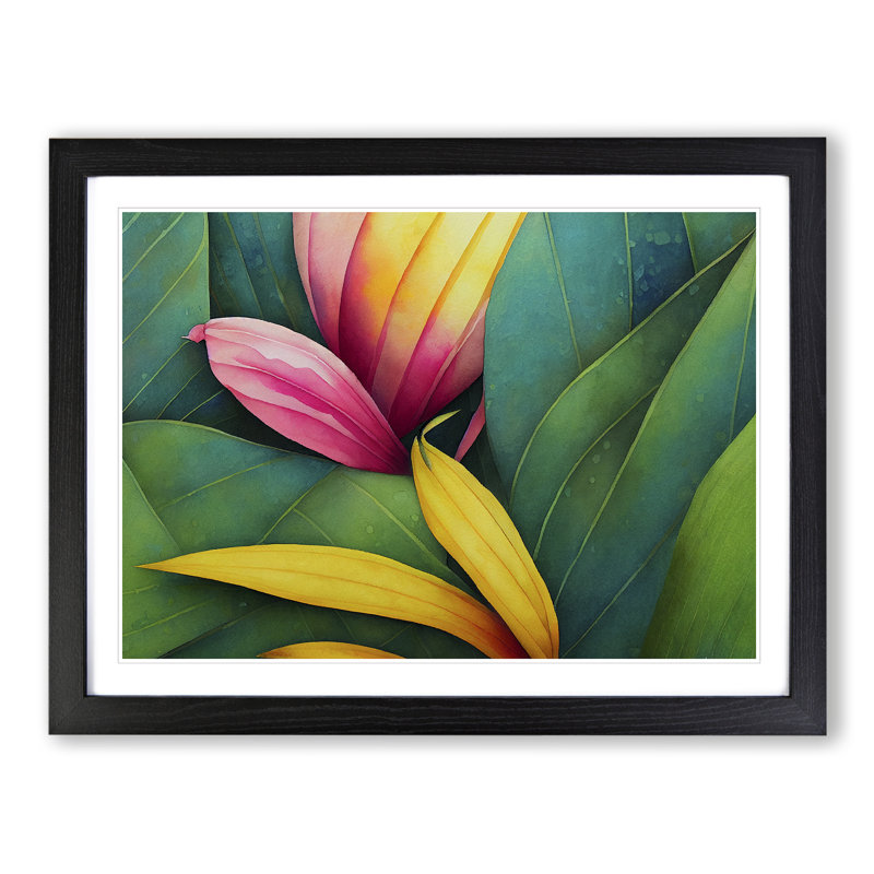 Jungle Flowers Vol.1 - Framed Print, Black, 46cm H x 64cm W x 2cm D