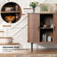 Buffet de 31 po de largeur avec rangement, armoire de rangement cannelée à bord arrondi et portes coulissantes, bar, console d'appoint avec crédence pour la vie, la cuisine, le couloir-244359734