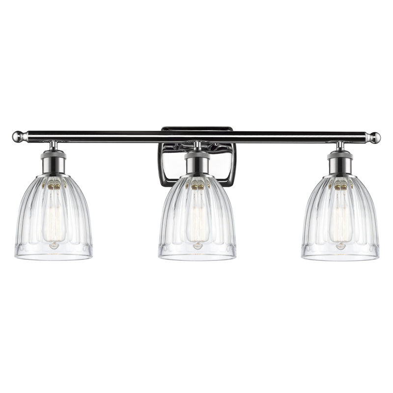 Dunder 3 - Light Dimmable Vanity Light, Clear, 6 Watt Vinage LED Bulb, Polished Chrome