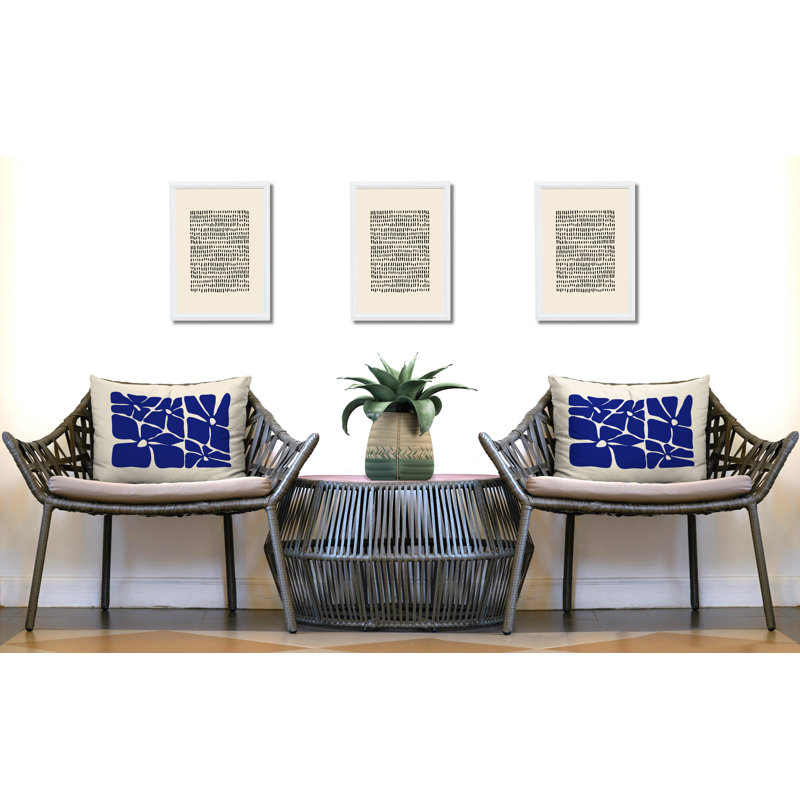 Polyester Lumbar Rectangular Indoor/Outdoor Pillow Cover & Insert, Navy Blue