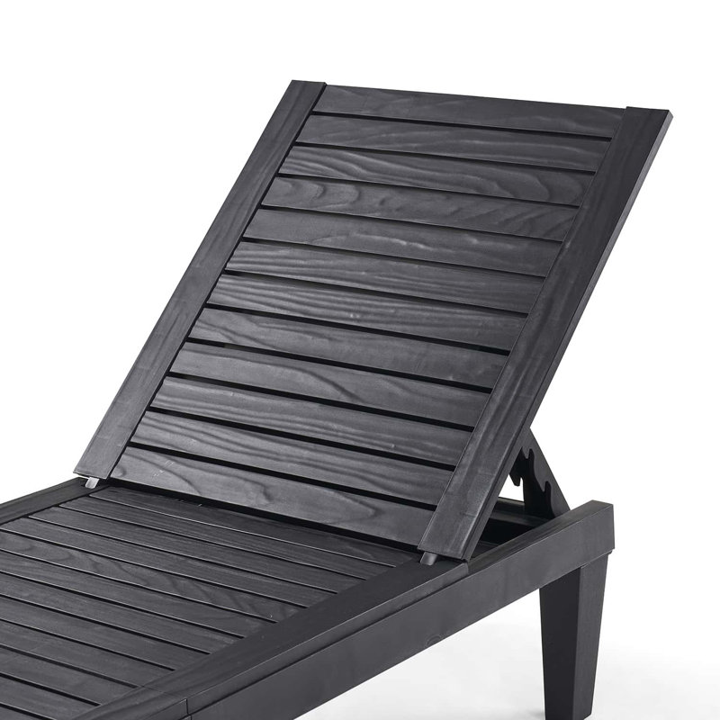 Ensemble de chaise longue d'extérieur en polyrésine imperméable, légère et réglable Nestl, Noir, 4