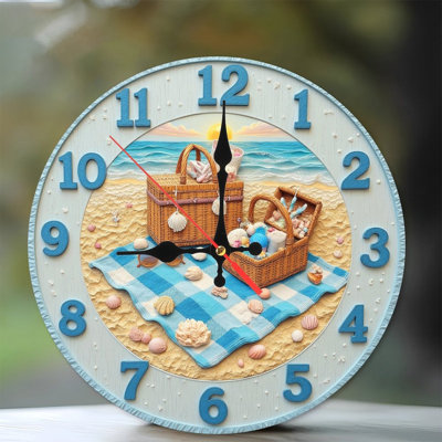 Beach Themed Wall Clock with Baskets