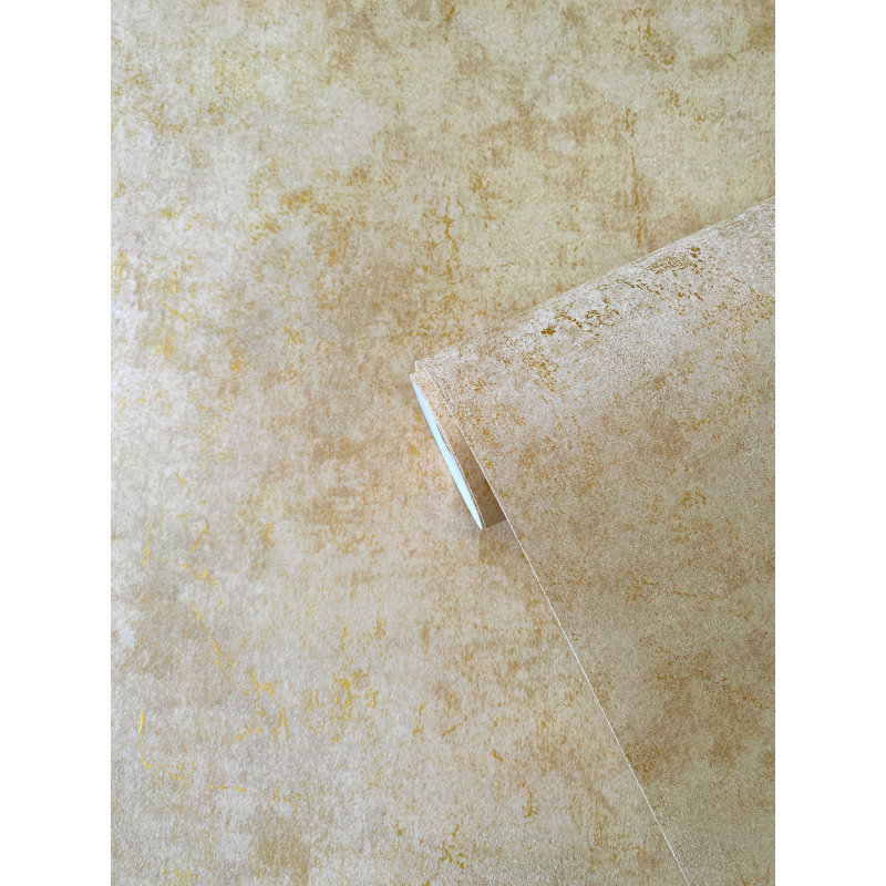 Elegance Collection Metallic Plaster Wallpaper Roll, Gold