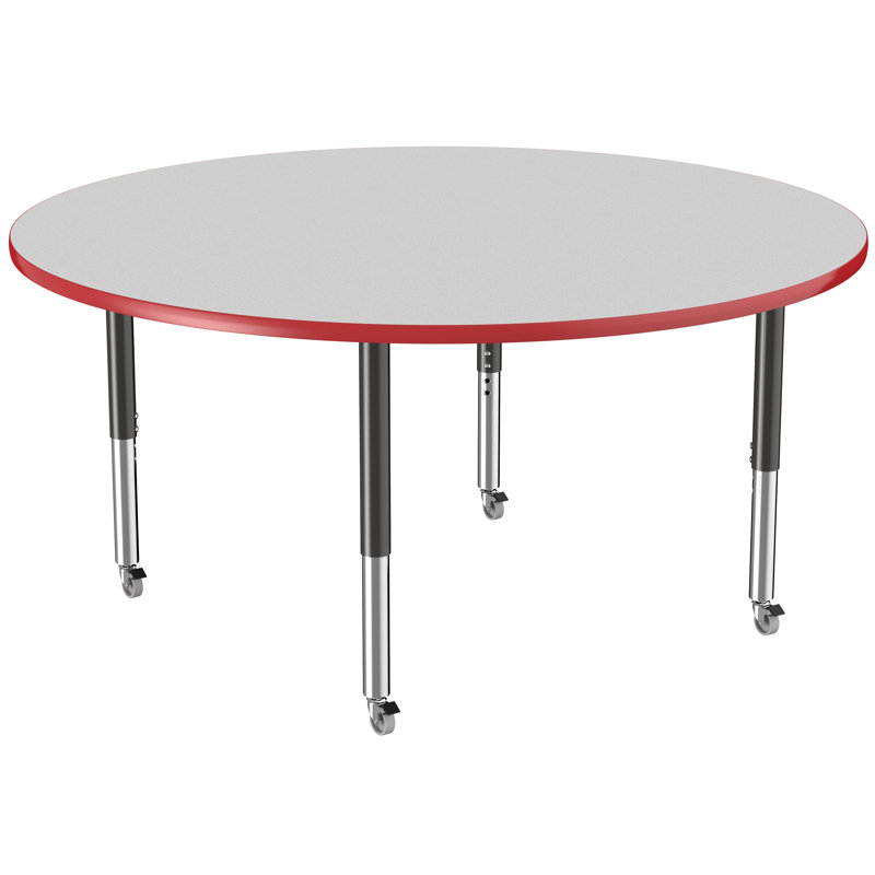 Table ronde à hauteur réglable, H 24 po x L 60 po x l 60 po, Grey/Red/Black, Super