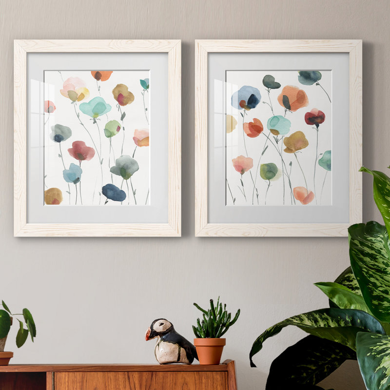 «Lollipop Garden I», ensemble de 2 impressions, Impression encadrée avec passe-partout, H 20 po x l 17 po, Blanc