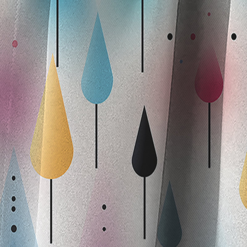 Pastel scandinave formes géométriques - Rideau occultant géométrique abstrait - 1 panneaux, L 52 po x L 120 po