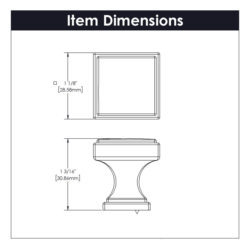 Brownstone Collection Square Knob - Cabinet Knob - Transitional Hardware for Drawers & Cabinets, Polished Nickel, 1-1/8"