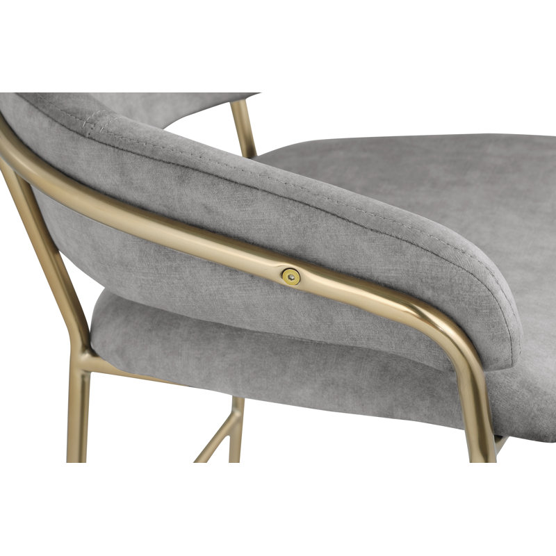 Yara Beige Velvet Counter Stool, Grey Velvet