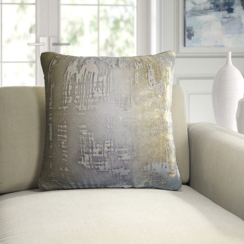 Brush Stroke Square Pillow Cover & Insert, 26"H x 26"W, White
