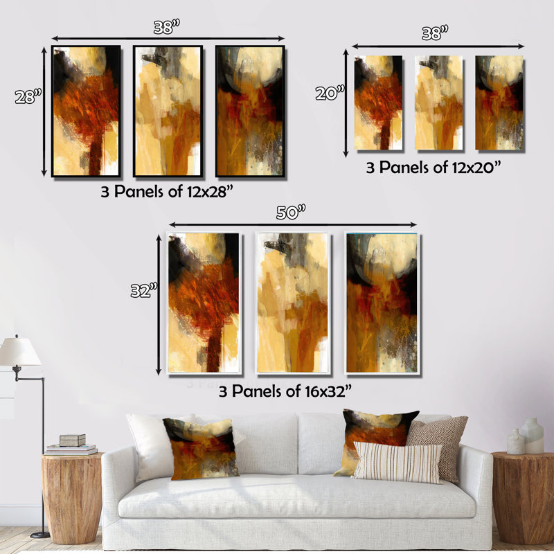 «Terra Rosa Earth Mysteries», 3 pièces sur toile, Toile tendue, H 32 po x l 48 po