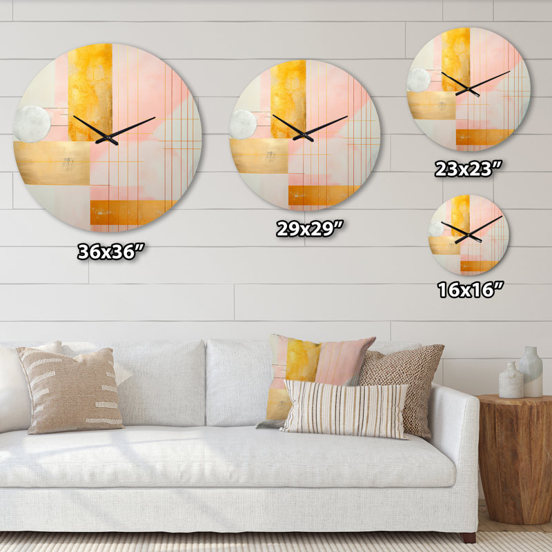 Horloge murale géométrique moderne «I» géométrique rose Serenityin, Grand