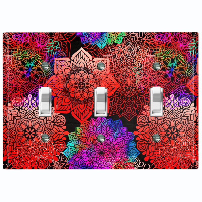 Plaque murale 3 lumières Mandala, Rouge