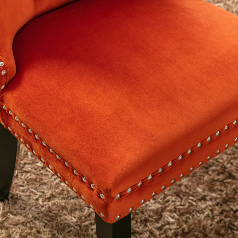 Ensemble de 2 chaises de salle à manger rembourrées, Orange, Noir