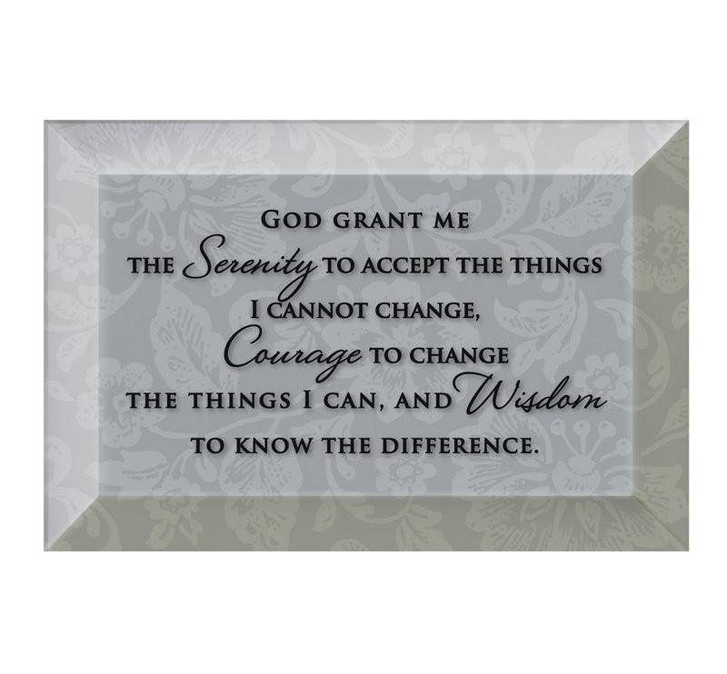 « serenity prayer », art textuel sur verre
