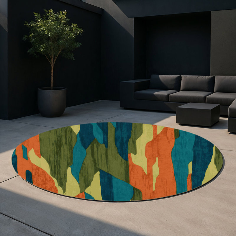 Serene Cascade Indoor And Outdoor Area Rug, Round 5'