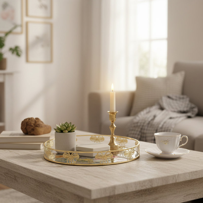 Plateau rond en verre imprimé Haight